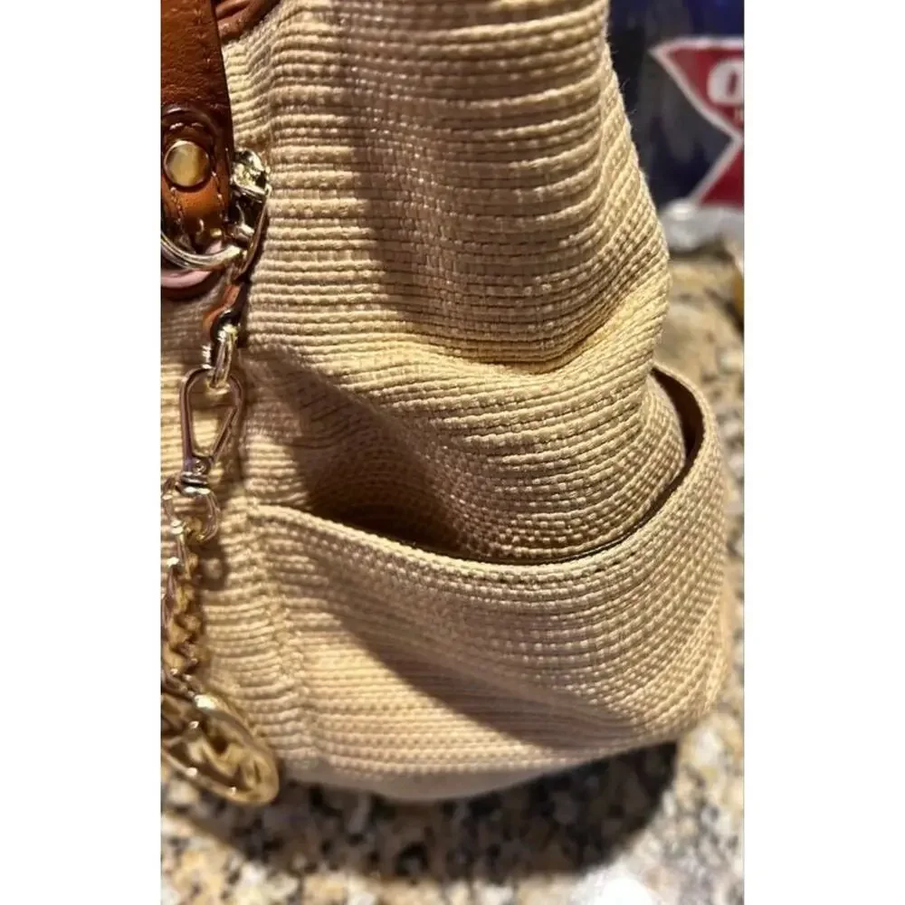 EUC- Michael KORS Tan Brown Large Woven Straw Bag